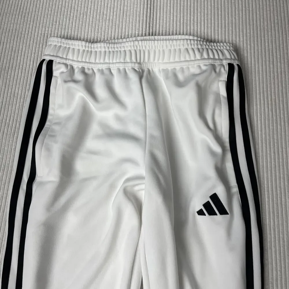 Adidas Pants Unisex Kids 11-12Y White AEROREADY Soccer Training Track Zip Hem